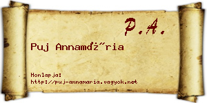 Puj Annamária névjegykártya